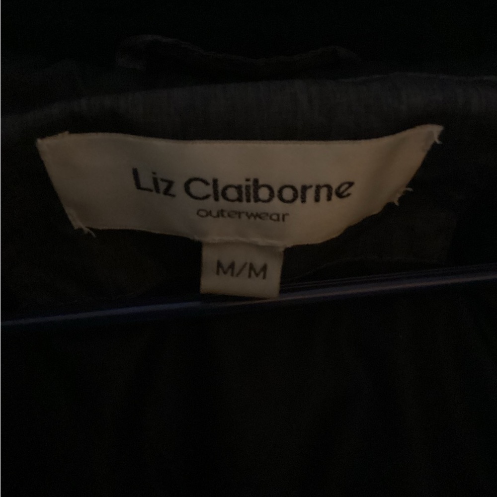 Liz Claiborne Charcoal Puffer Coat with Faux Fur Hood Trim - Picture 2 of 6